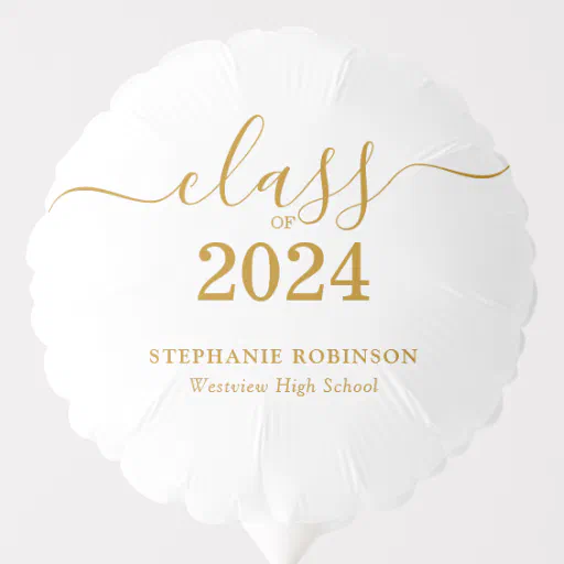 Class of 2024 Gold Script Graduation  Balloon