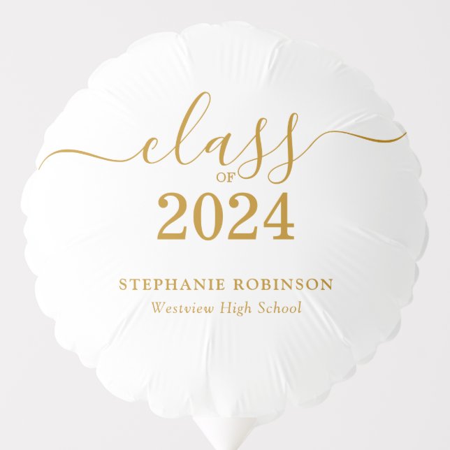 Class of 2024 Gold Script Graduation  Balloon (Front)
