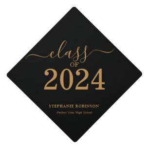 Class of 2024 Gold Script Graduation Cap Topper