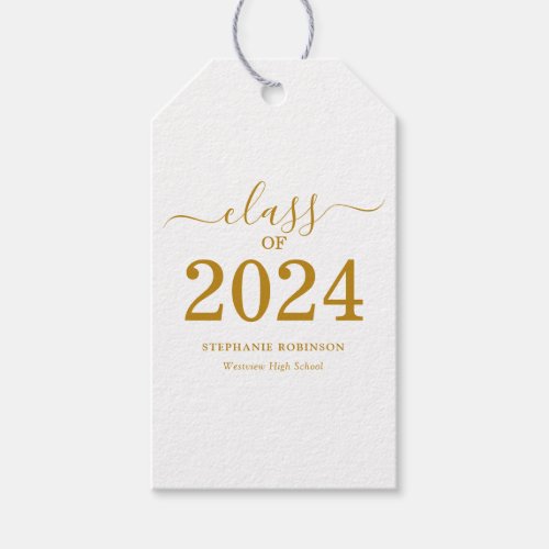 Class of 2024 Gold Script Graduation  Gift Tags