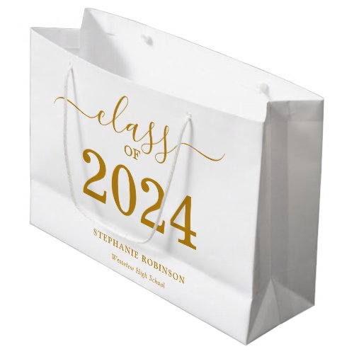 Class of 2024 Gold Script Graduation  Large Gift Bag