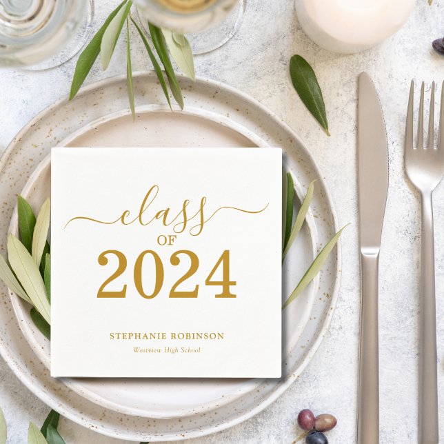 Class of 2024 Gold Script Graduation  Napkins (Creator Uploaded)