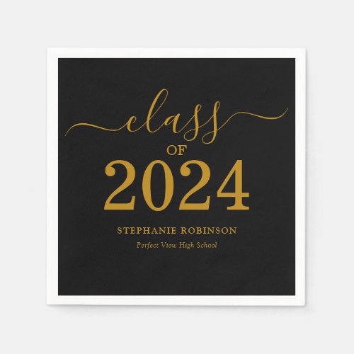 Class of 2024 Gold Script Graduation  Napkins