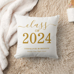 Class of 2024 Gold Script Graduation Throw Pillow
