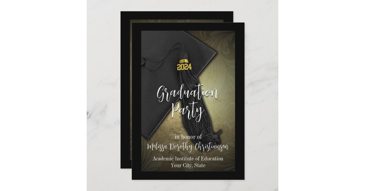 Class of 2024 Gold Tassel College Graduation Invitation Zazzle