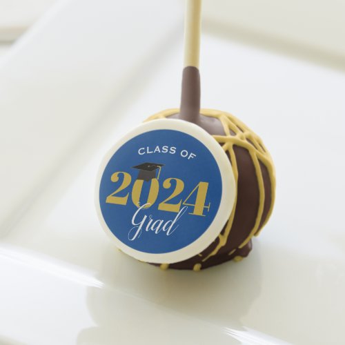 Class of 2024 Grad Blue and Gold Graduation Cake Pops