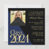 Class of 2024 Grad Gold and Blue with Photo Invitation (Front)