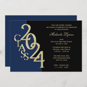 Class Of 2024 Grad Gold With Color Option  Invitation by happygotimes at Zazzle