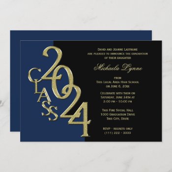 Class Of 2024 Grad Gold With Color Option Invitation by happygotimes at Zazzle