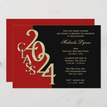 Class Of 2024 Grad Gold With Color Option Invitation by happygotimes at Zazzle