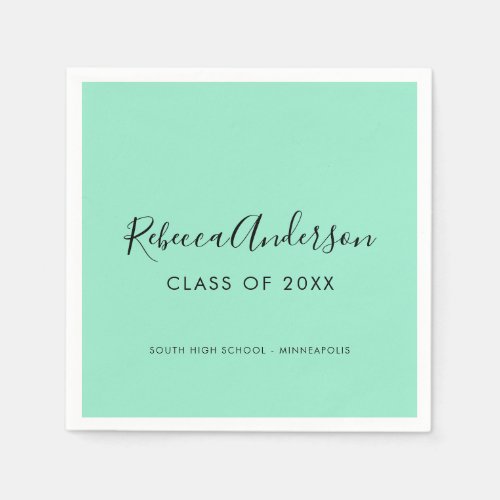 Class of 2024 Grad Mint Green Graduation Napkins