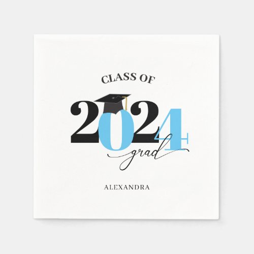 Class of 2024 Grad Modern Typography Napkins