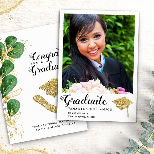 Class of 2024 Grad Photo Elegant Girl Graduation Announcement