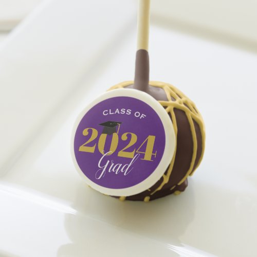 Class of 2024 Grad Purple and Gold Graduation Cake Pops