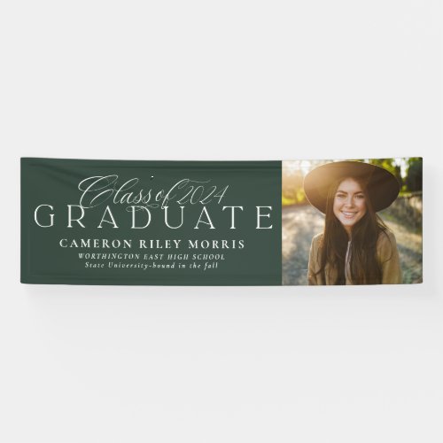 Class of 2024 gradduate green graduation photo banner