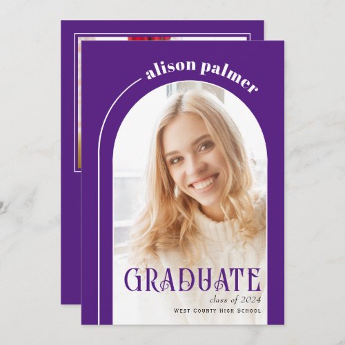 Class of 2024 GRADUATE arch purple photo Announcement