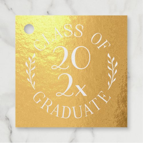 Class of 2024 Graduate Chic Typography Gold Foil Favor Tags