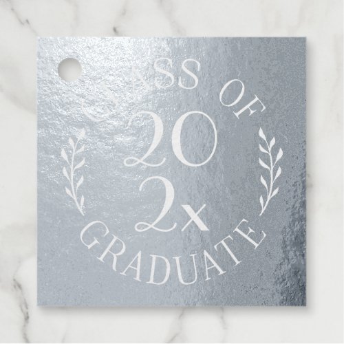 Class of 2024 Graduate Chic Typography Silver Foil Favor Tags