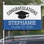 Class Of 2024 Graduate - Graduation Cap Blue Black Car Flag at Zazzle