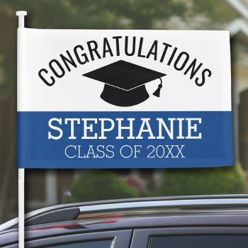 Class Of 2024 Graduate - Graduation Cap Blue Black Car Flag by MarshEnterprises at Zazzle