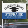 Class of 2024 Graduate - Graduation Cap Blue Black Car Flag