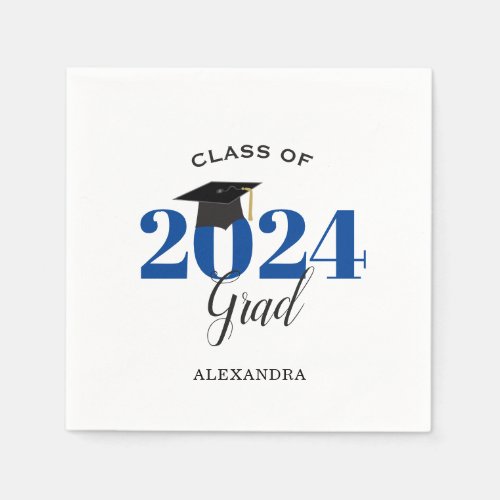 Class of 2024 Graduate Modern Blue Napkins