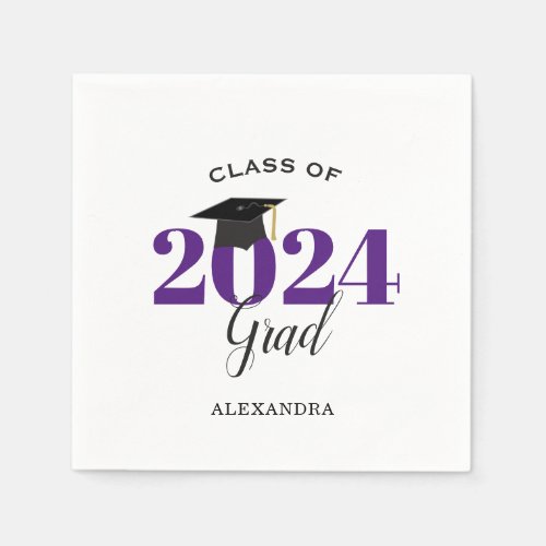Class of 2024 Graduate Modern Purple Napkins