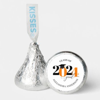 Class Of 2024 Graduate Modern Tyopgraphy Orange Hershey®'s Kisses® by daisylin712 at Zazzle