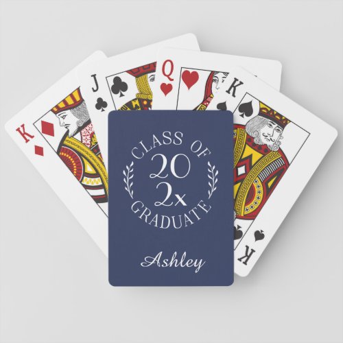 Class of 2024 Graduate Name Chic Navy Blue Poker Cards