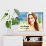 Class of 2024 Graduate Photo Graduation Canvas Print<br><div class="desc">Display a personalized photo of your high school or college graduate in style with this wrapped canvas wall art print. Simple and minimal design features a photo of the grad, accented with a modern and elegant script text overlay of the grad's name and class year. Black text color and font...</div>
