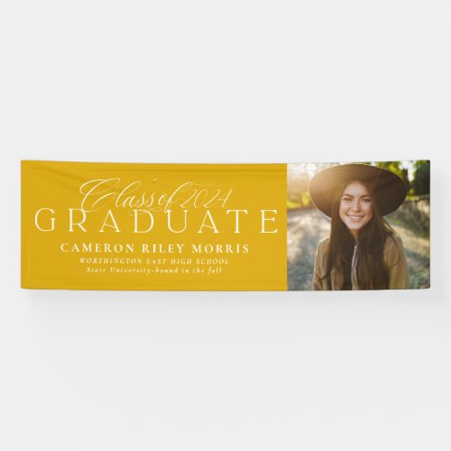 Class of 2024 graduate yellow graduation photo banner