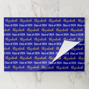 Class of 2024 Graduate's Name Dark Blue White Gold Paper Pad
