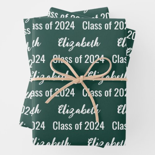 Class of 2024 Graduates Name Green and White Wrapping Paper Sheets