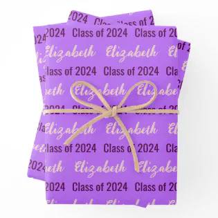 Class of 2024 Graduate's Name Pale Purple Wrapping Paper Sheets