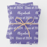 Class of 2024 Graduate&#39;s Name Periwinkle and White Wrapping Paper Sheets