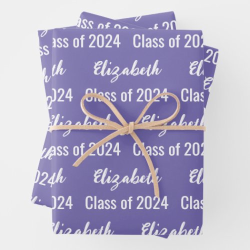 Class of 2024 Graduates Name Periwinkle and White Wrapping Paper Sheets