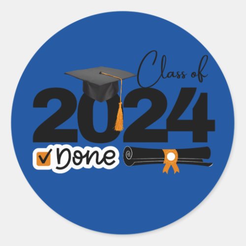 Class Of 2024 Graduation Classic Round Sticker