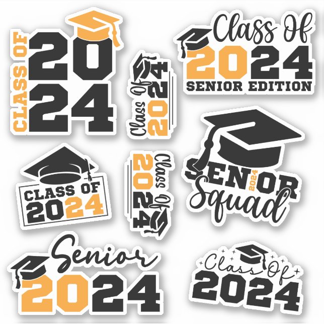 Class of 2024 Graduation Custom-Cut Vinyl Sticker (Front)