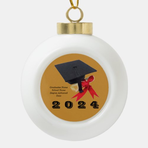 Class of 2024 Graduation Day by Janz Ceramic Ball Christmas Ornament