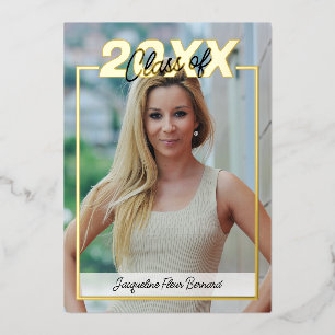 Class of 2024 Graduation Elegant Black & Gold Foil Invitation