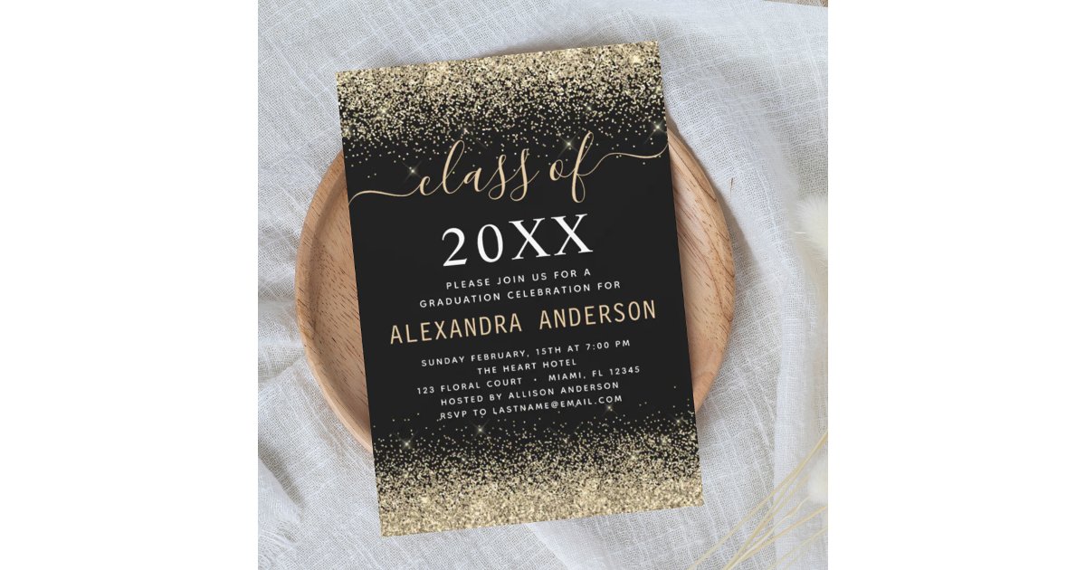Class of 2024 Graduation Party Gold Black Invitation | Zazzle