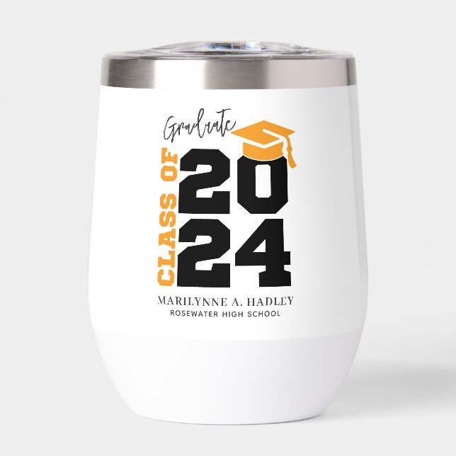 Class of 2024 Graduation Party Thermal Wine Tumbler (Front)