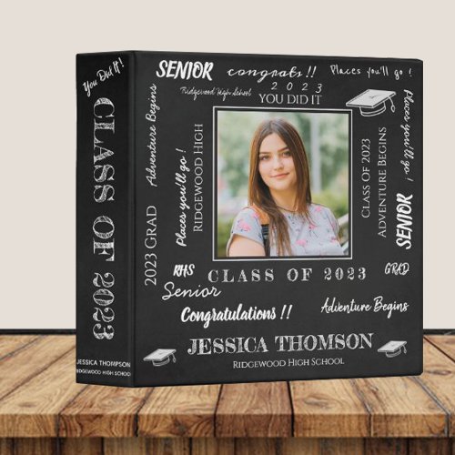 Class Of 2024 Graduation Photo Memories Chalkboard 3 Ring Binder