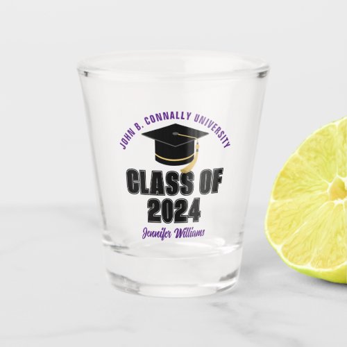 Class of 2024 Graduation Purple Custom Graduate Shot Glass