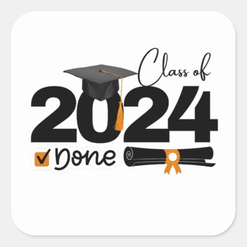 Class Of 2024 Graduation Square Sticker