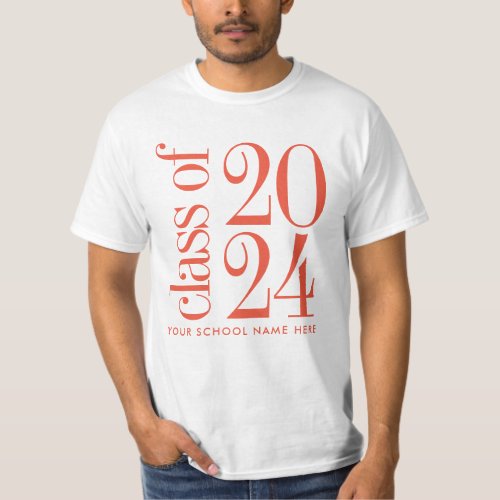 Class of 2024 Graduation with School Name T_Shirt