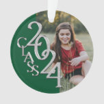 Class Of 2024 Green And Silver With Photo Ornament at Zazzle