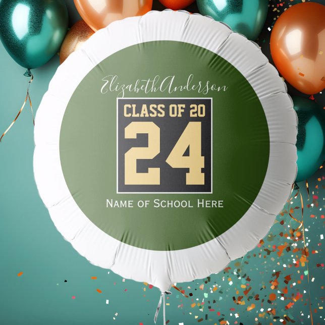 Class of 2024 Green Black & Gold Graduation Photo Balloon (Creator Uploaded)