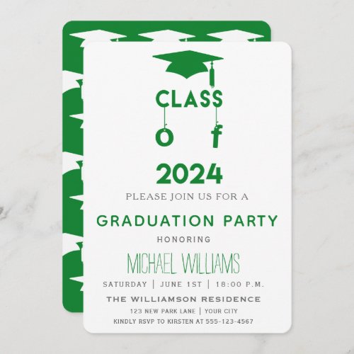 Class of 2024  _ Green Graduation Party Invitation