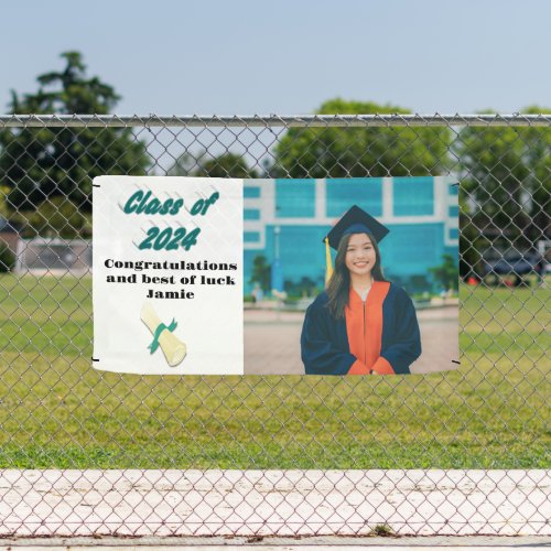Class of 2024 green typograhy graduation photo  banner